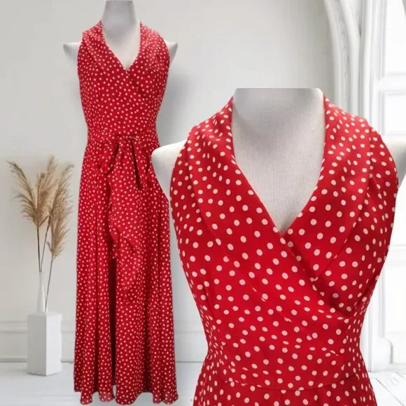 Datiani | Dresses | Vintage 9s Polka Dot Fit And Flare Maxi Dress Size 8 Red Shawl Collar Belted | Poshmark Datiani | Dresses | Vintage 9s Polka Dot Fit And Flare Maxi Dress Size 8 Red Shawl Collar Belted | Poshmark